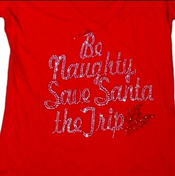 Be Naughty, Save Santa The Trip Top NWOT - Picture 1 of 3